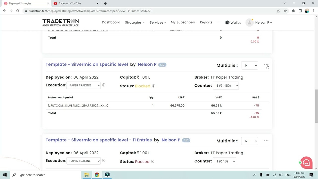 Strategy Deployment Status Active, Paused, Exited... etc. Details) Strategy