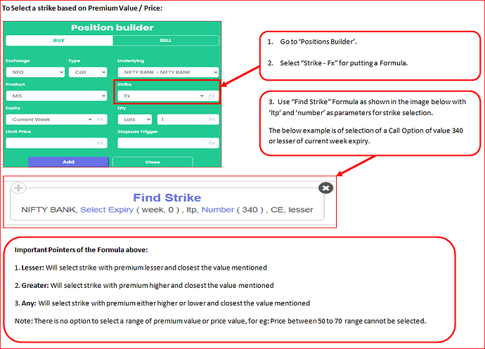 strike selection on the basis of premium